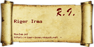 Riger Irma névjegykártya